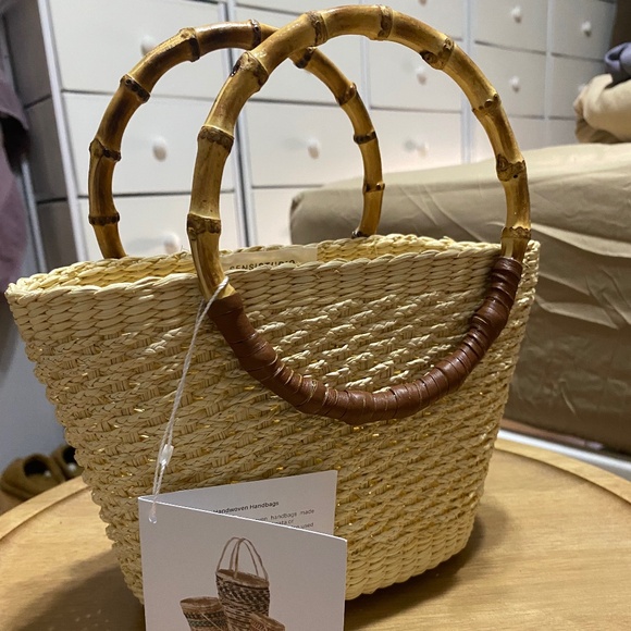 NWT Bamboo Mini Straw Tote - Picture 1 of 3